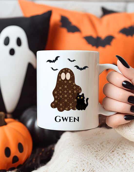 Halloween Spooky Chic Ghost Personalizable Mug | 11oz or 15oz | Tresor Valeur Exclusive