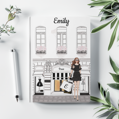 Haute in Paris Hardcover Journal | Personalized Cover & Shopping Bag | 150 Lined Pages
