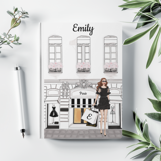 Haute in Paris Hardcover Journal | Personalized Cover & Shopping Bag | 150 Lined Pages