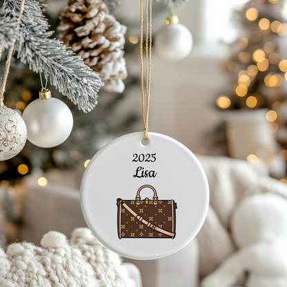 Personalized Ceramic Christmas Ornament | Shoes & Purse or Purse Only | 2025 | 4 Shape Options