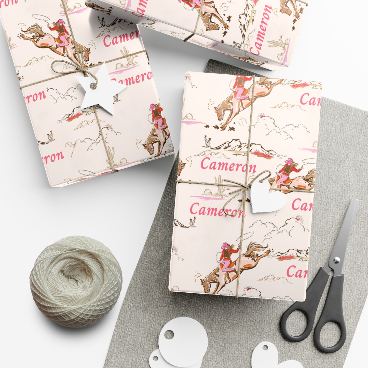Urban Cowgirl Wrapping Paper | Personalizable Satin Gift Wrap