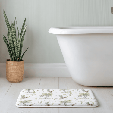 Petits Animaux | Bunny & Mouse Bath Mat | Personalized Initial Monogram - Tresor Valeur