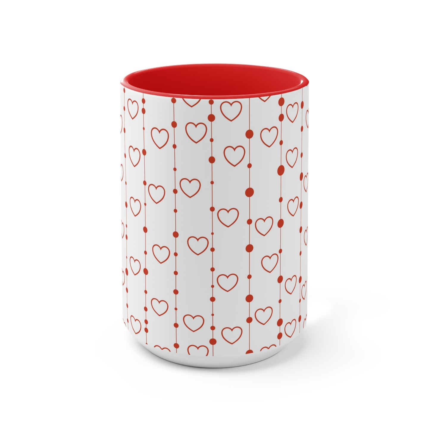 Heart & Line Ceramic Mug | Red Handle + Interior