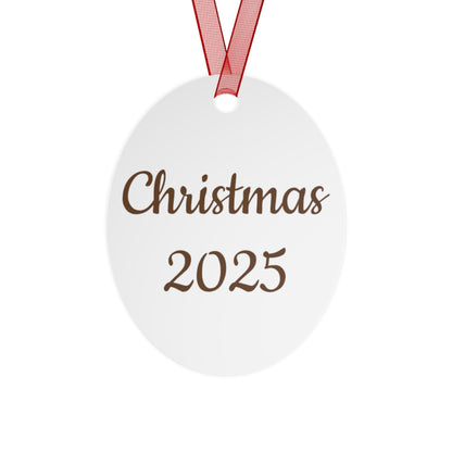 Ovales Weihnachtsornament aus Metall | Personalisierbares Weihnachtsbaum-Design