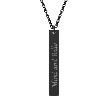 Engraved Vertical Bar Necklace