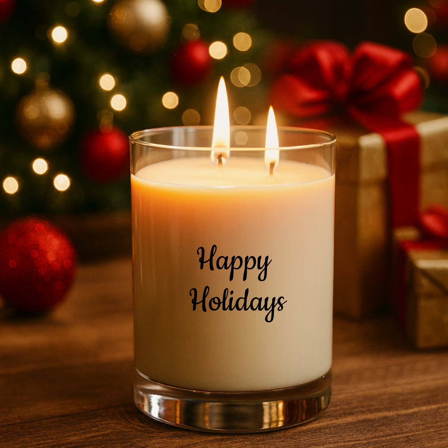 Holiday Gold Shoes & Purse Two-Wick Glass Candle – Personalizable