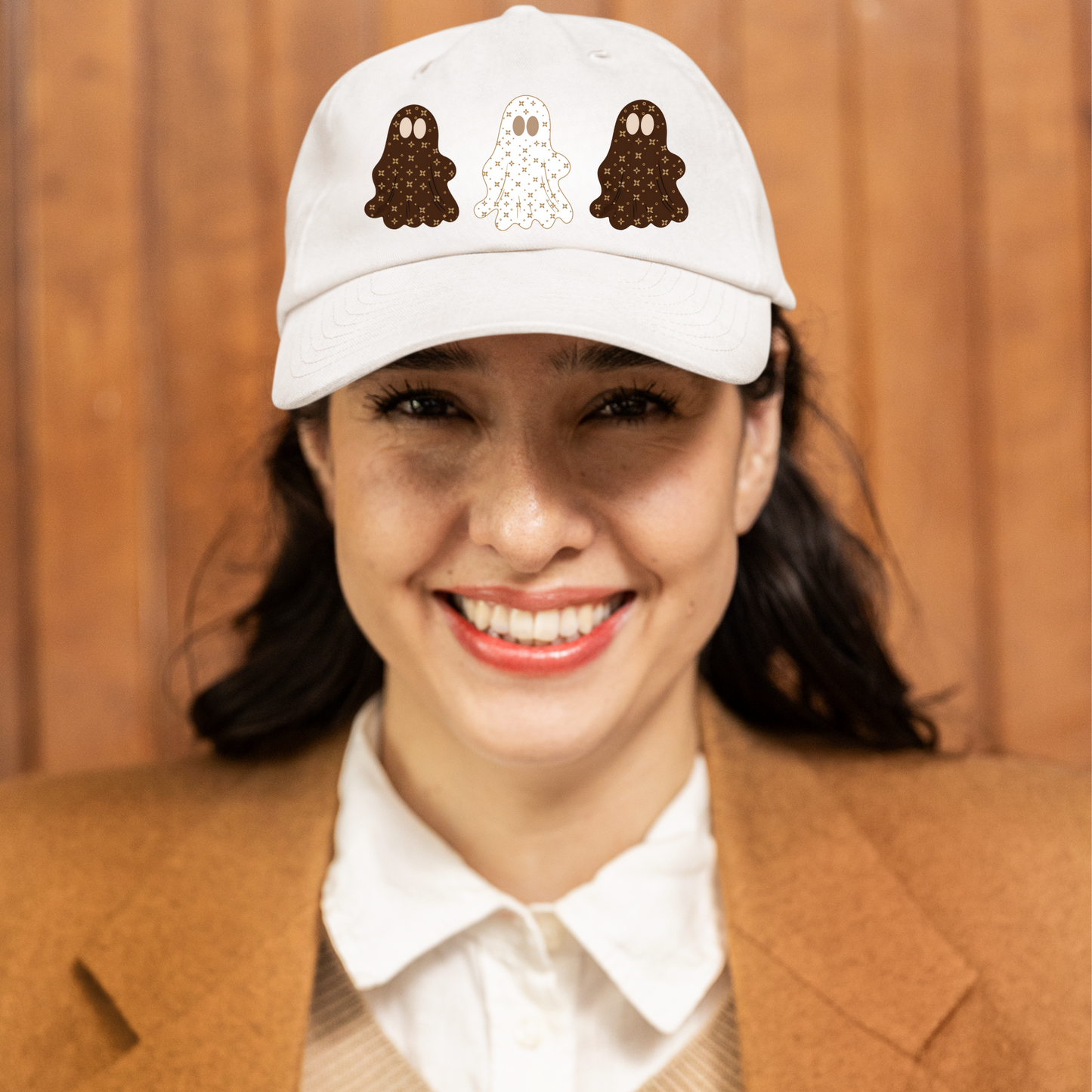 Gorra de béisbol | Blanca o caqui | Sombrero de Halloween con estampado de fantasmas de Sablette
