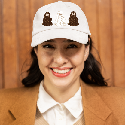 Gorra de béisbol | Blanca o caqui | Sombrero de Halloween con estampado de fantasmas de Sablette