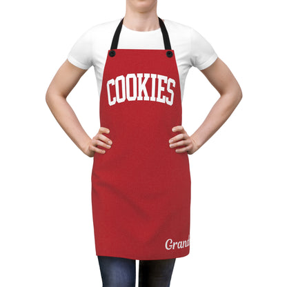 COOKIES Collegiate Print Personalizable Apron | Adjustable Fit | White Typography