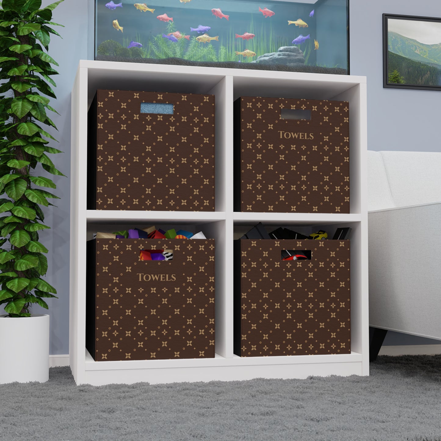 Caja de almacenamiento de fieltro personalizable con estampado de sablette de visón