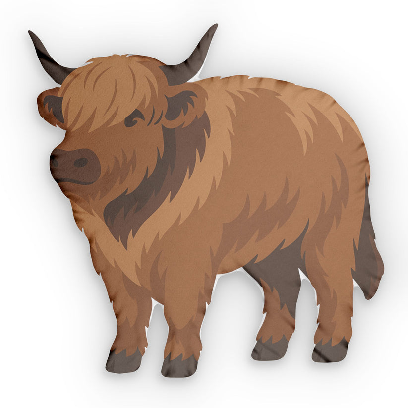 Illustration of a brown Highland Cow on a white background