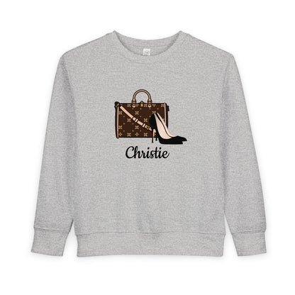 Chic Personalized Toddler Sweatshirt | Rabbit Skins 3317 | Purse or Shoes & Purse Graphic | 4 Colors