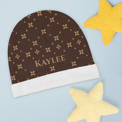 Gorro de bebé | Personalizado | Estampado de sablette marrón visón