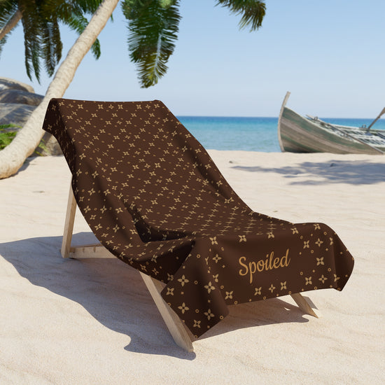 Toalla de playa estampada | Personalizable | Estampado Sablette en color visón marrón