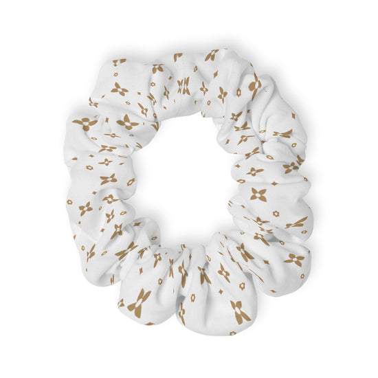 Haargummi | Modisches Haaraccessoire | Karamell- und Weiß-Sablette-Print