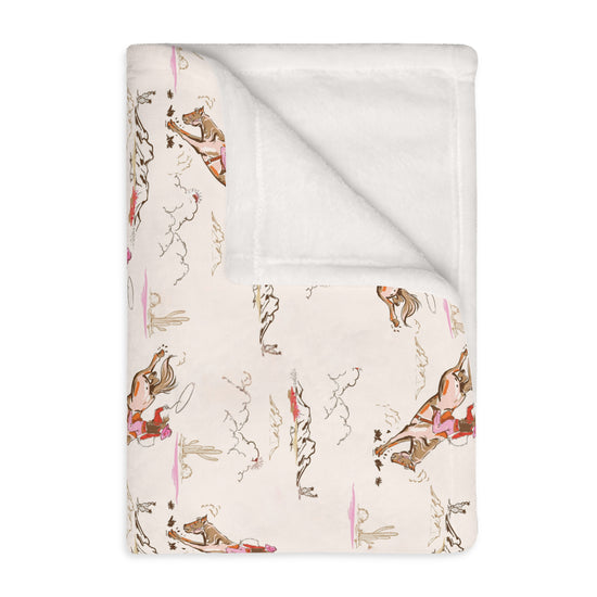 Retro Rodeo Cowgirl Throw Blanket | Velveteen | 3 Sizes
