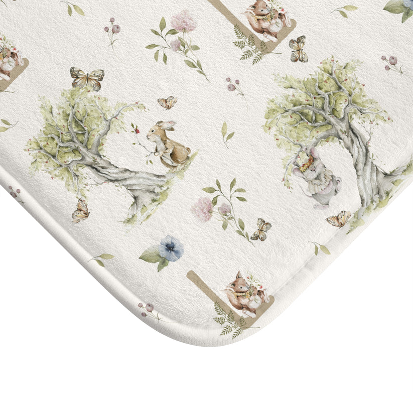 Petits Animaux | Bunny & Mouse Bath Mat | Personalized Initial Monogram - Tresor Valeur