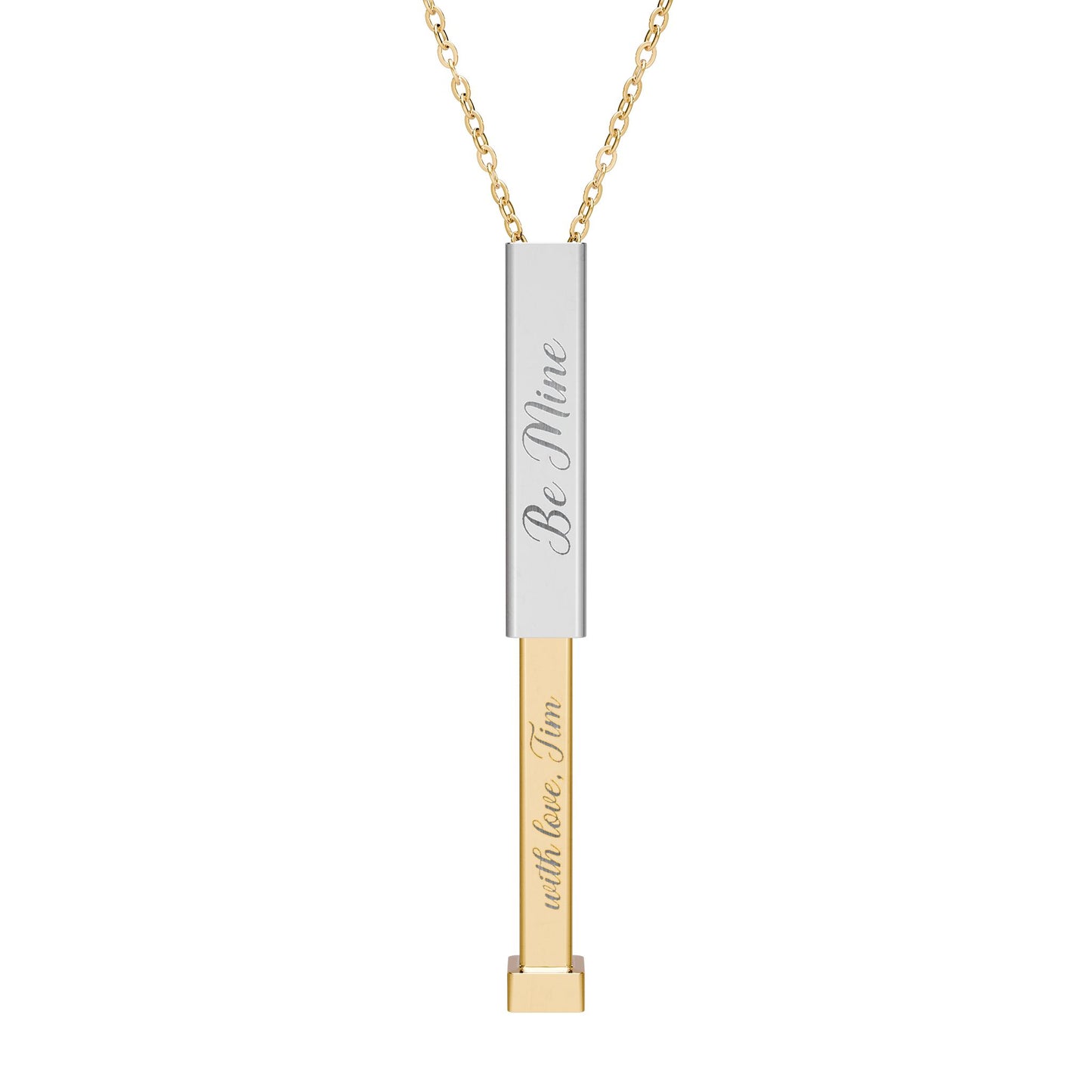 Hidden Message Sliding Bar Necklace | 18K Gold or Stainless Steel