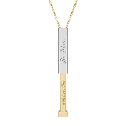 Hidden Message Sliding Bar Necklace | 18K Gold or Stainless Steel