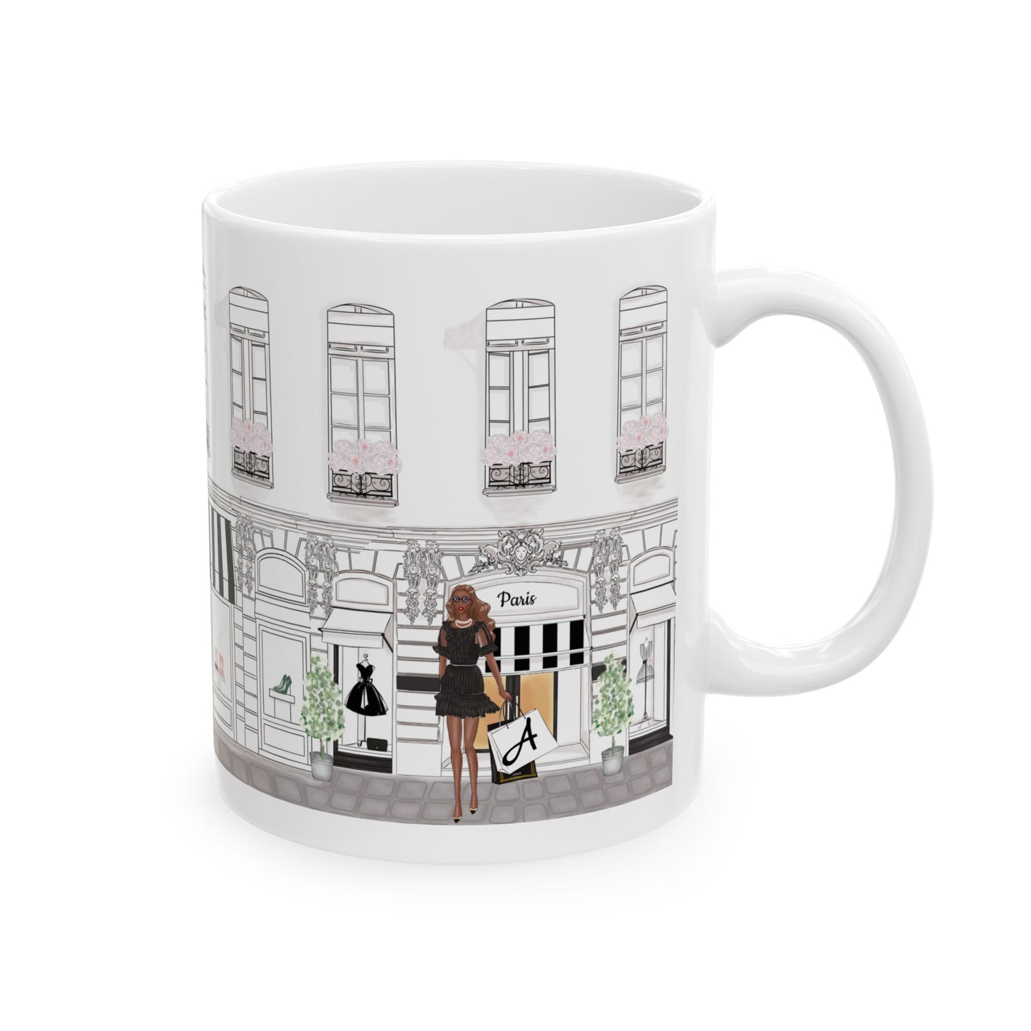 Weiße Keramiktasse | Personalisierbar | Haute in Paris Kollektion |