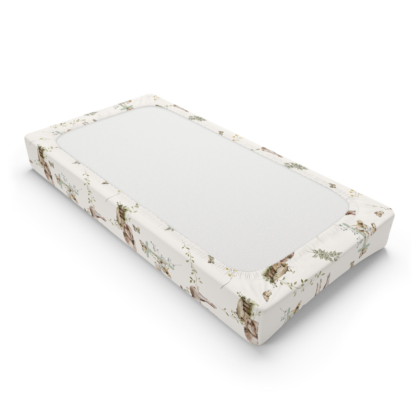 Petits Animaux | Meadow Deer Changing Pad Cover | Personalized Nursery Cover - Tresor Valeur