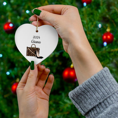 Personalized Ceramic Christmas Ornament | Shoes & Purse or Purse Only | 2025 | 4 Shape Options