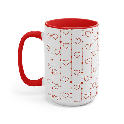Heart & Line Ceramic Mug | Red Handle + Interior