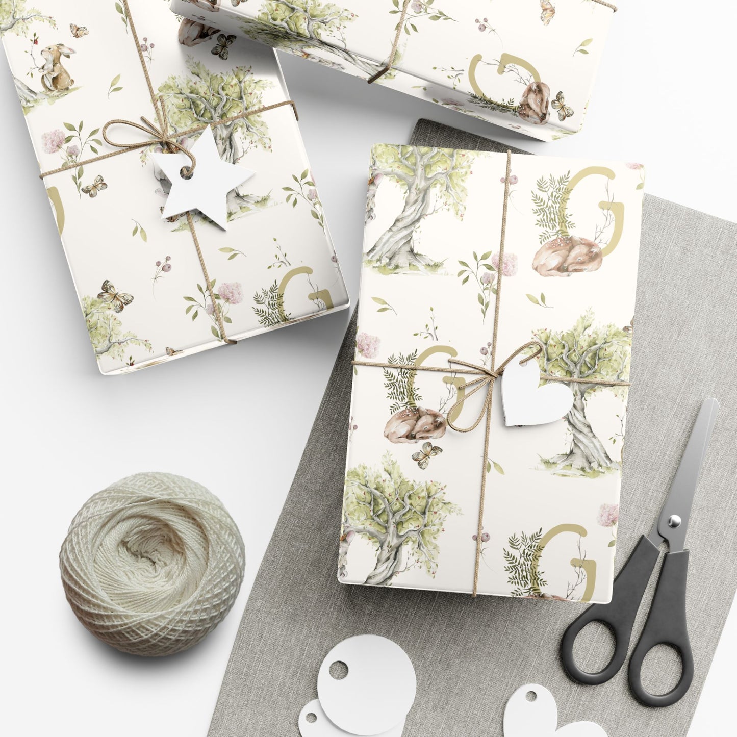 Petits Animaux | Bunny & Mouse Wrapping Paper | Personalized Initial Monogram