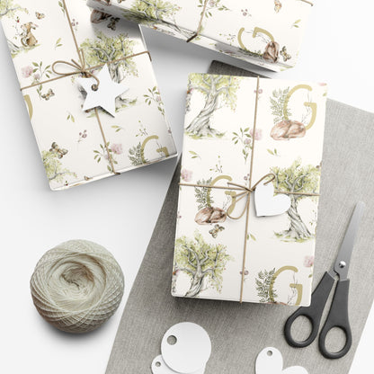 Petits Animaux | Bunny & Mouse Wrapping Paper | Personalized Initial Monogram