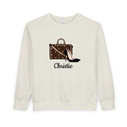 Chic Personalized Toddler Sweatshirt | Rabbit Skins 3317 | Purse or Shoes & Purse Graphic | 4 Colors