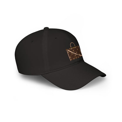Back women’s fashion cap with custom handbag and shoes design