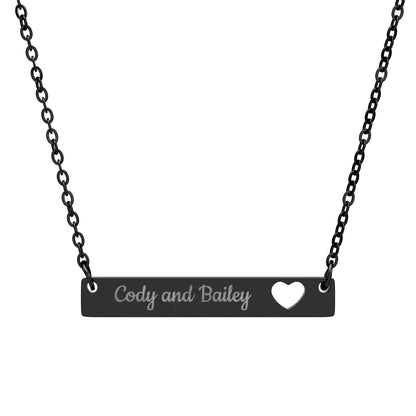 Cutout Heart Bar Necklace | Personalized Name Necklace