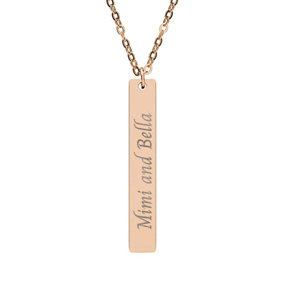 Engraved Vertical Bar Necklace