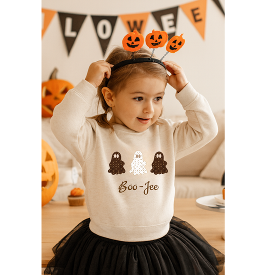 Boo-Jee Ghost Sweatshirt | Sablette Pattern | 4 Colors | Personalized Sleeve