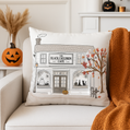 Black Cauldron Café Halloween Square Throw Pillow Cover | 14x14, 16x16, 18x18, 20x20