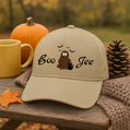 Boo-Jee Ghost Baseball Cap | White or Khaki | Choose Ghost or Ghost with Cat & Bat