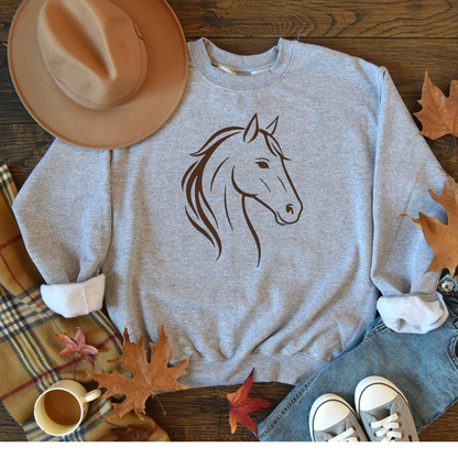 Modern Equestrian Sweatshirt | Personalizable Horse Line Art