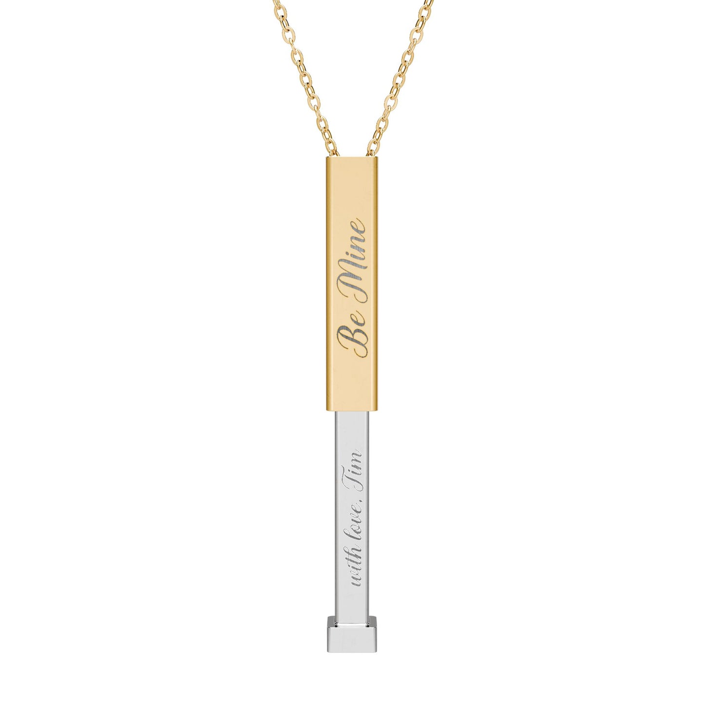 Hidden Message Sliding Bar Necklace | 18K Gold or Stainless Steel