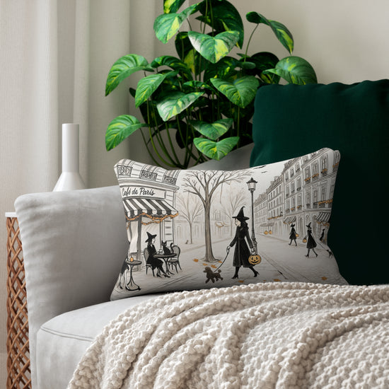 Haunted and Haute Parisian Halloween Lumbar Pillow | Trésor Valeur Collection