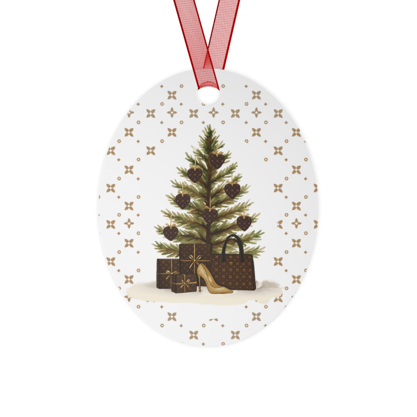 Ovales Weihnachtsornament aus Metall | Personalisierbares Weihnachtsbaum-Design