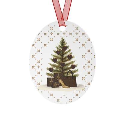 Ovales Weihnachtsornament aus Metall | Personalisierbares Weihnachtsbaum-Design