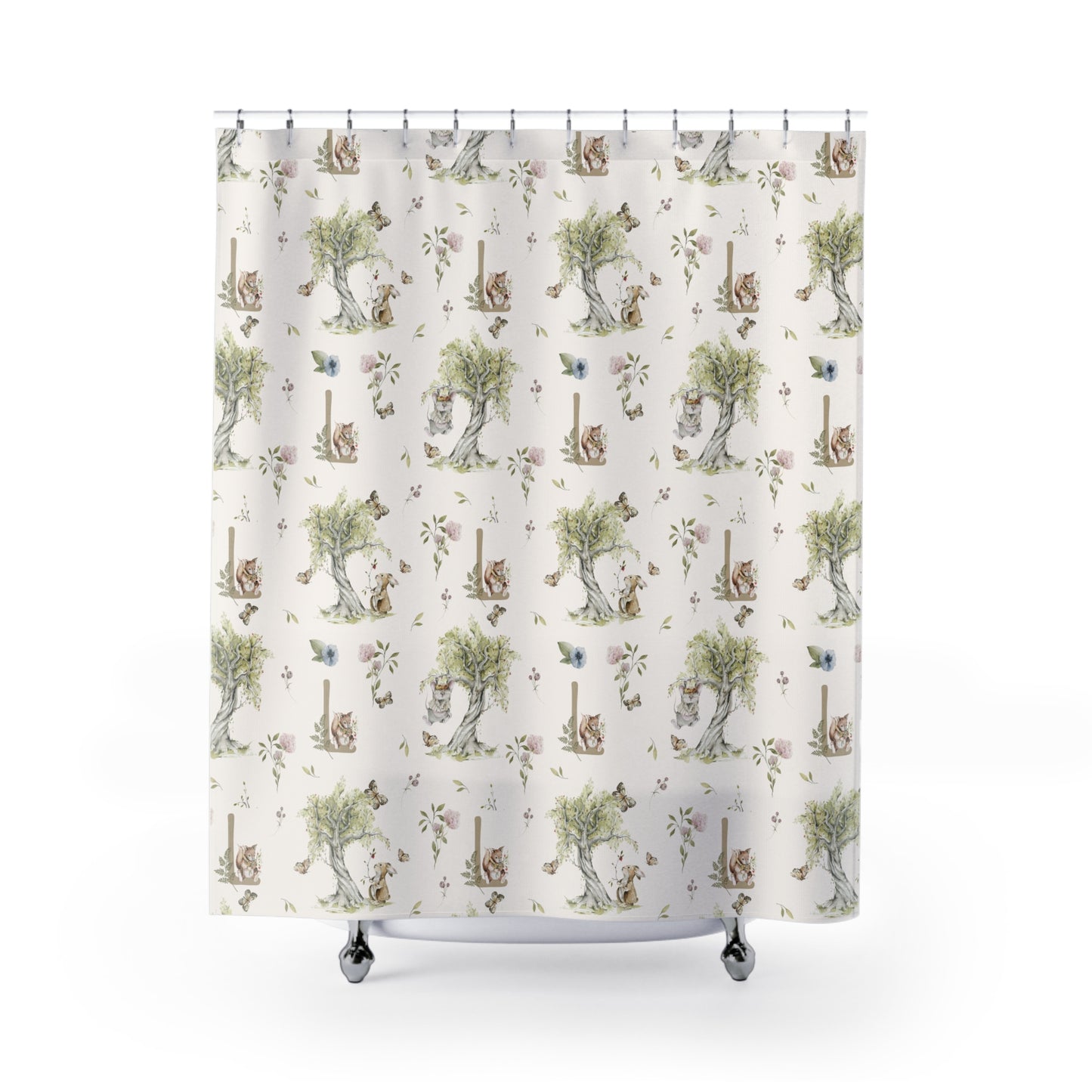 Petits Animaux | Bunny and Mouse Shower Curtain | Personalized Initial Monogram - Tresor Valeur