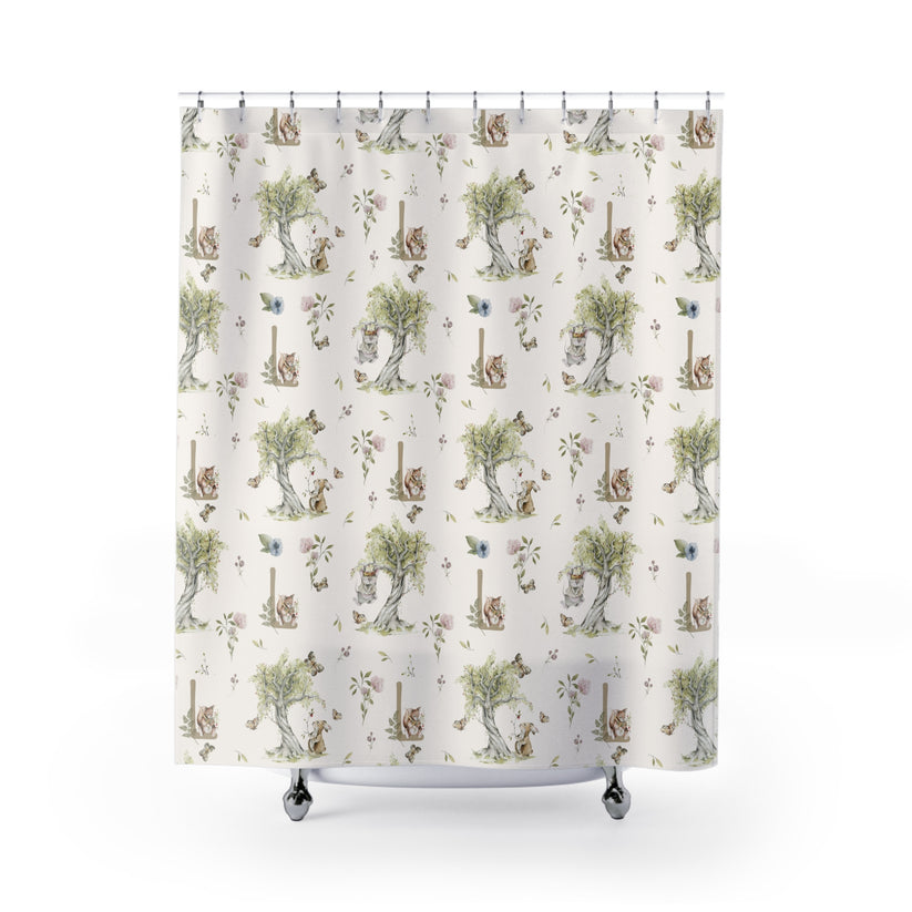 Petits Animaux | Bunny and Mouse Shower Curtain | Personalized Initial Monogram - Tresor Valeur