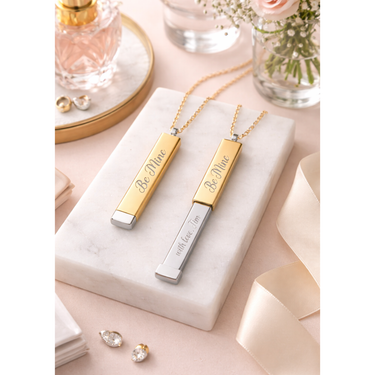 Hidden Message Sliding Bar Necklace | 18K Gold or Stainless Steel