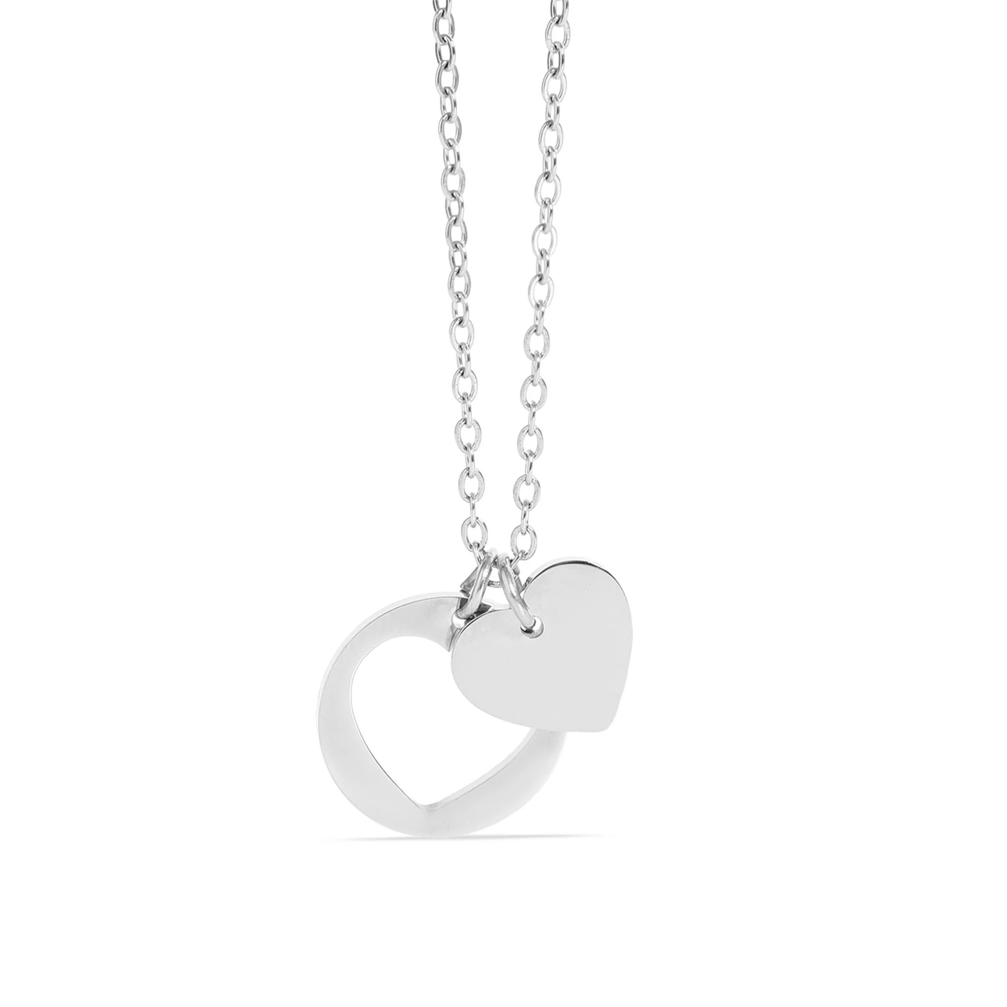 Personalized Heart Cutout Necklace | Engraved Heart Charm Necklace