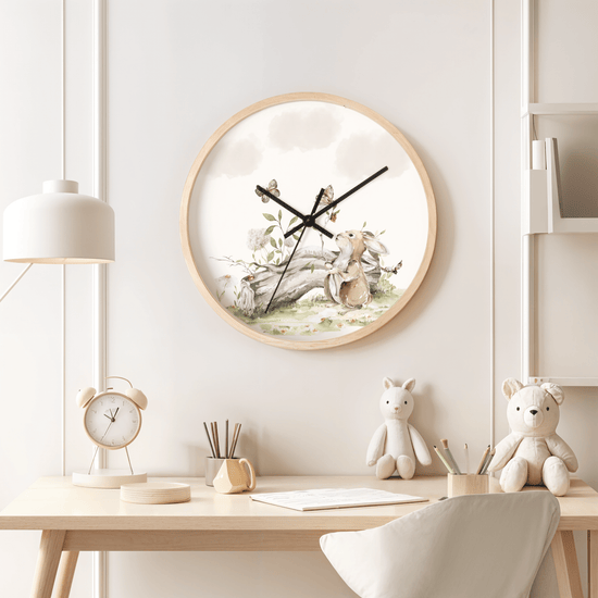 Petits Animaux | Bunny Nursery Wall Clock - Tresor Valeur