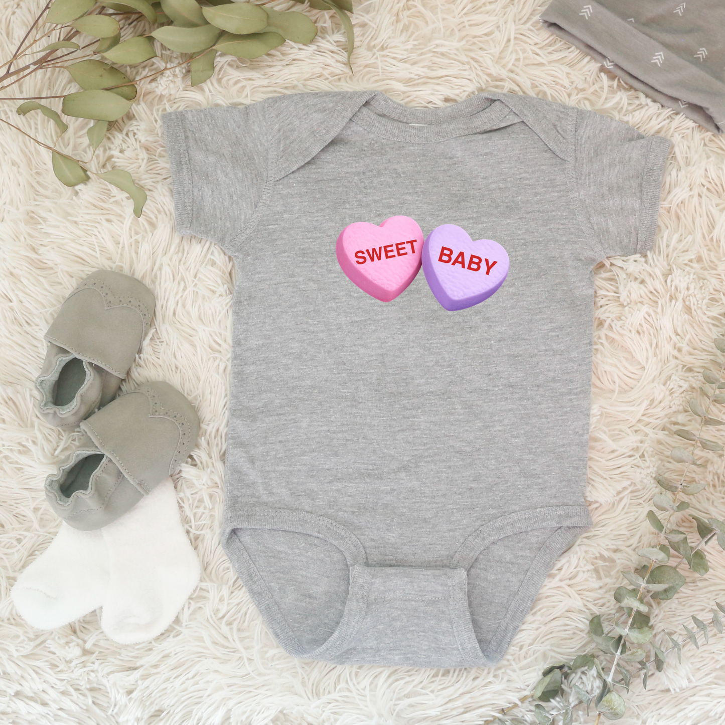 Personalized Candy Heart Baby Bodysuit