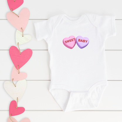 Personalized Candy Heart Baby Bodysuit