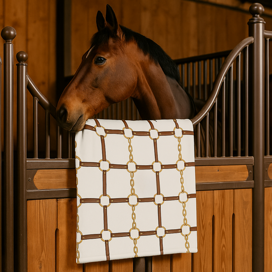 Modern Equestrian Classic Equestrian Motif Throw Blanket | Velveteen | 3 Sizes