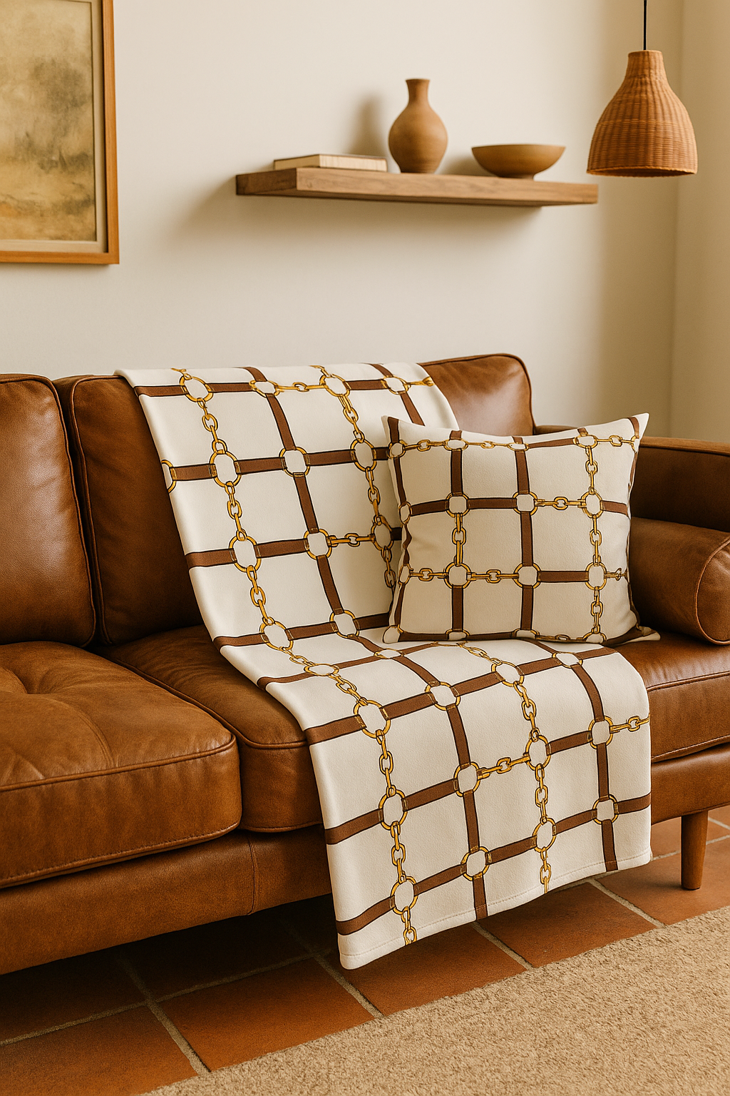 Modern Equestrian Classic Equestrian Motif Throw Blanket | Velveteen | 3 Sizes